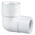 PVC Reducing Elbow, Socket x FNPT, 2 in x 1 in Pipe Size