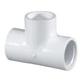 PVC Tee, Socket x FNPT x Socket, 1/2 in Pipe Size