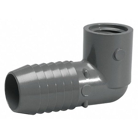 PVC Reducing Elbow, 90 Degrees, Insert x FNPT, 1 1/4 in x 3/4 in Pipe Size