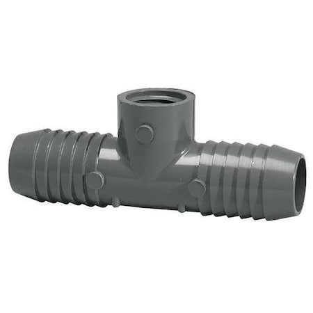 PVC Female Adapter Reducing Tee, Insert x Insert x FNPT, 1 1/4 in x 1 1/4 in x 3/4 in Pipe Size