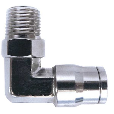 Push-Fit Elbow Fitting, 1/8 in Tube Size, Brass, Silver