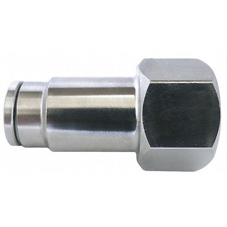 Push-Fit Adapter Fitting, 1/4 in Tube Size, Brass, Silver