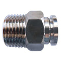 Push-Fit Adapter Fitting, 3/8 in Tube Size, Brass, Silver