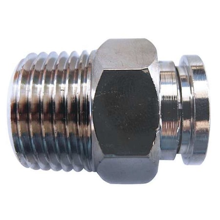 Push-Fit Adapter Fitting, 1/8 in Tube Size, Brass, Silver