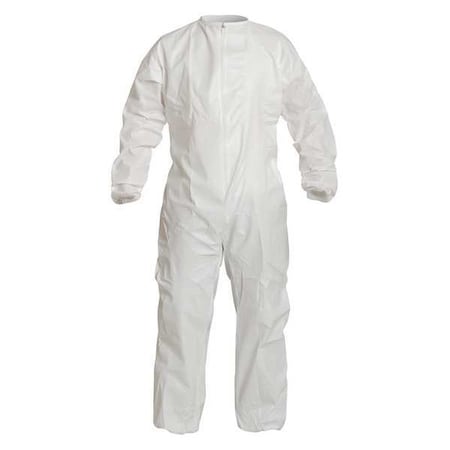 Disposable Coverallss, Collared, 2XL, ProClean 6, Elastic Wrist, Elastic Ankle, Serged Seam, White