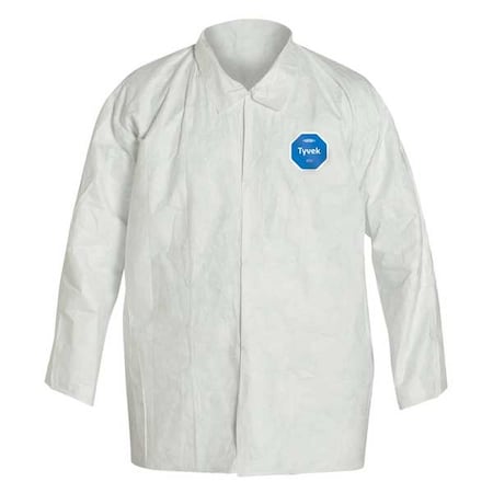 Disposable Collared Shirt, 2XL, Tyvek(R) 400, Snap, Open Cuff, Serged Seam, 12 PK