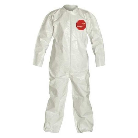 0 Coverall. Collar. Open Wrists and Ankles. Storm Flap with Adhesive Closure. White. XL
