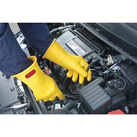 Electrical-Insulating Gloves, 17,000V AC, 25,500V DC, Rubber, 16" Length, Yellow, Size 10