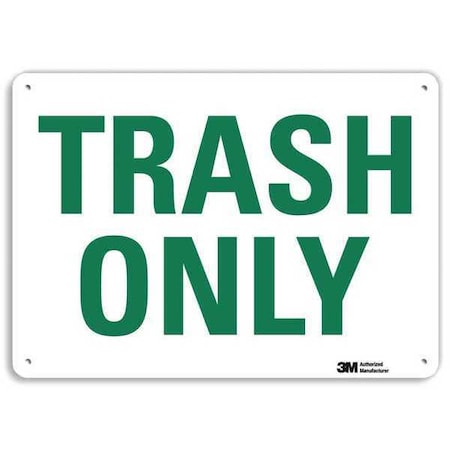 Trash Only, 10 in W x 7 in H, Vertical Rectangle, Plastic, U1-1031-NP_10X7