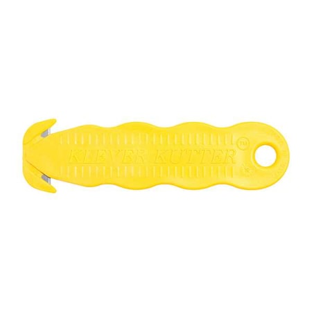 KLEVER KUTTER Safety Cutter, Fixed Blade, Safety Recessed, 4-5/8 in, Textured Grip, Yellow, 10PK