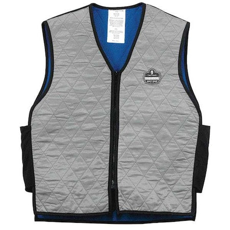 Cooling Vest, Nylon, Evaporative, Up to 4 hr Max Cooling Time, Zipper Closure, 26 1/2 in Length