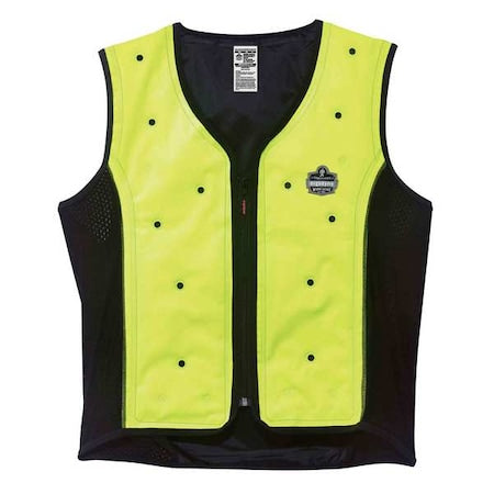Cooling Vest, Nylon, Evaporative, Up to 3 days Max Cooling Time, Zipper Closure, 25 in Length
