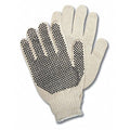 Knit Gloves, Cotton Polyester Blend, Dotted Palm, White, L, 12 PK