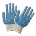 Knit Gloves, Cotton Polyester Blend, Dotted Full, White, L, 12 PK
