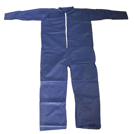 Collared Disposable Coveralls, S, Blue, polypropylene, zipper