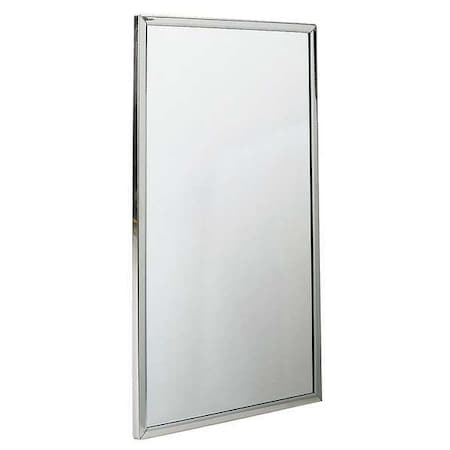 Framed Mirror, Wall Mount, 36 in H x 18 in W x3/4 in D, Stainless Steel, Bright Annealed Finish