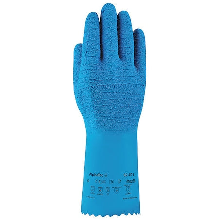 AlphaTec(R) 62-401 Chemical Resistant Gloves, Natural Rubber Latex, 13 in L, 86.6 mil, Blue, 8