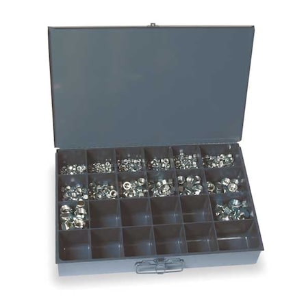 Grade C Zinc Plated Finish Steel Prevailing Torque Hex Locknut Assortment, 890 pc.