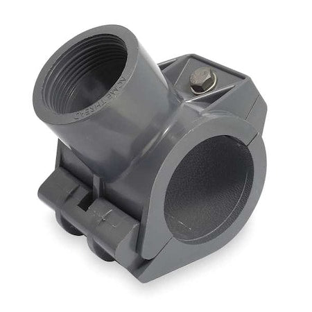 PVC Tee with Saddle Tap, Female Acme, 2 in x 1 1/2 in Pipe Size