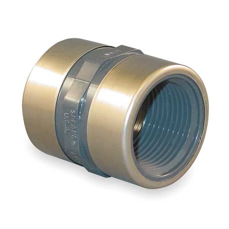PVC, Stainless Steel Coupling, FNPT x FNPT, 1 in Pipe Size