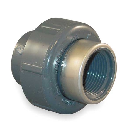 PVC, Stainless Steel Union, Socket x FNPT, 1/2 in Pipe Size