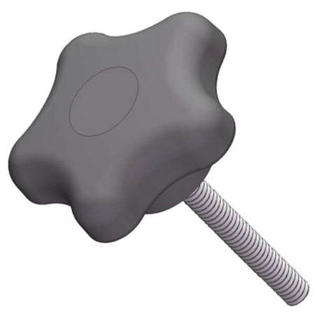 Star Knob with Screw, 3/8-16 Thread Size, 1.00"L, Steel