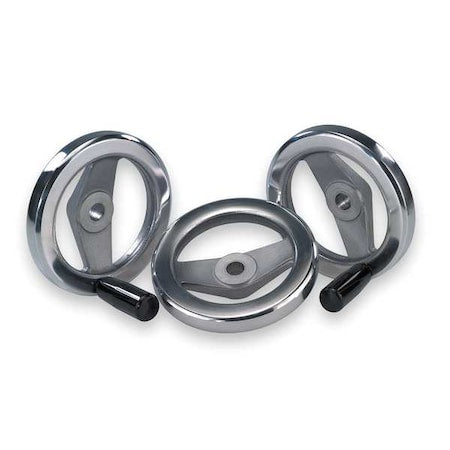 2-Spoke Handwheel, Aluminum, Diameter D1= 160, Bore Dia. D2= 0.625", Fixed Grip, Thermoset