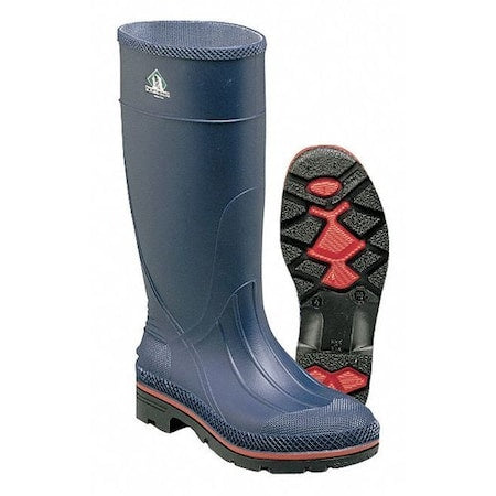 MAX Plain-Toe Women's Work Boots, PVC, Chemical-Resistant, 15 in H, Navy/Red/Black, Size 5, 1 Pair