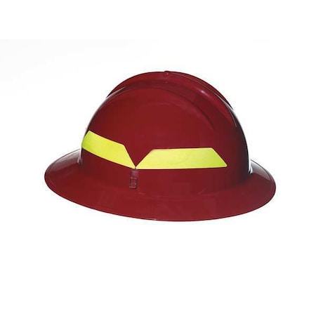 Fire Helmet, Thermoplastic, 6 pt Ratchet, Red, Fits Hat Size 6-1/2 to 8 ,Full-Brim