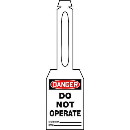 Danger Tag, General Safety, 5 1/4 in H x 3 1/4 in W, White, Rectangle, 25 PK