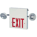 Exit Sign with Emergency Lights, White, 1 Face(s), LED, Universal Mount, Lead Calcium