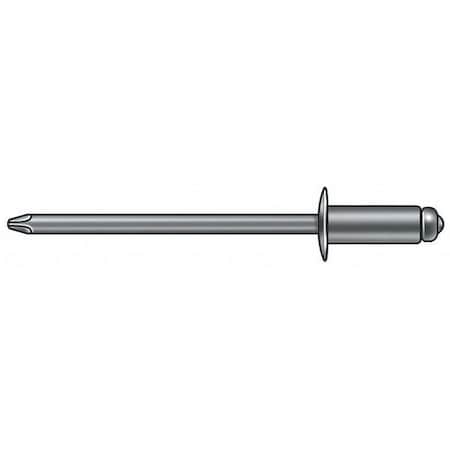 Blind Rivet, Flanged Head, 1/8 in Dia., 3/8 in L, Steel Body, 500 PK