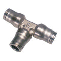 Push-Fit Tee Fitting, 6mm Tube Size, Brass, Silver