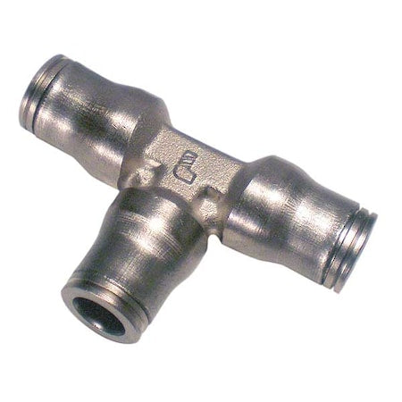 Push-Fit Tee Fitting, 6mm Tube Size, Brass, Silver
