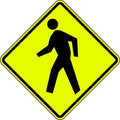 Pedestrian Crossing Pictogram Traffic Sign, 24 in H, 24 in W, Aluminum, Diamond, W11-2-24FA