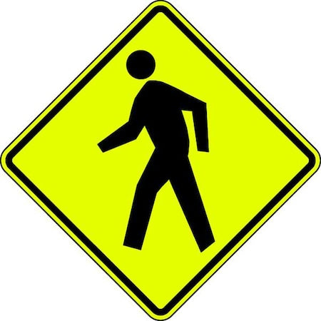 Pedestrian Crossing Pictogram Traffic Sign, 24 in H, 24 in W, Aluminum, Diamond, W11-2-24FA