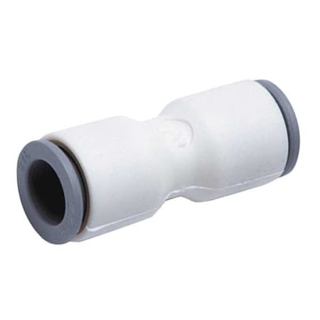 Push-Fit Union Fitting, 3/8 in Tube Size, Bio-Based Nylon, White, 10 PK