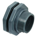 Bulkhead Tank Fitting, 1/2", PVC/EPDM, Socket x Socket