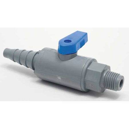 1/4" MNPT x Barb PVC Ball Valve Inline