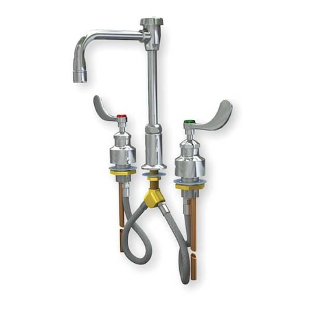 Manual Laboratory Faucet, 8" Mount, Chrome 3 Hole