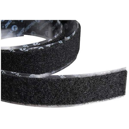 Reclosable Fastener, Rubber Adhesive, 75 ft, 1 in W, Black