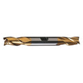 3-Flute HSS Center Cutting Square Double End Mill Cleveland HD-3-TN TiN 7/16x1/2x1x4-1/8