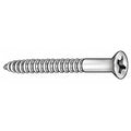 Wood Screw, #12, 1 in, Zinc Plated Steel Flat Head Phillips Drive, 100 PK