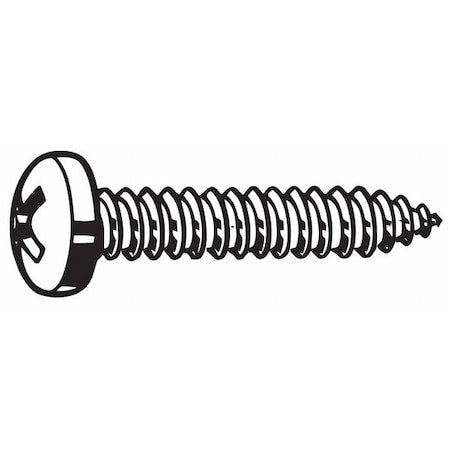 Sheet Metal Screw, #14 x 1/2 in, Zinc Plated Steel Pan Head Phillips Drive, 100 PK