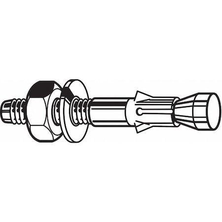 Wedge Anchor, 5/8" Dia., 6" L, 18-8 Stainless Steel Plain, 2 PK