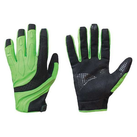 Hi-Vis Mechanics Gloves, Synthetic Suede Palm, XS, High Visibility Black/Green