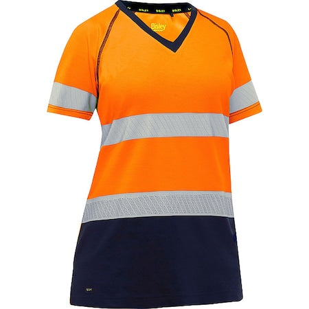 Women's Hi-Vis Short Sleeve T-Shirt, 2, R, Cotton, Polyester, Orange/Black, 3X