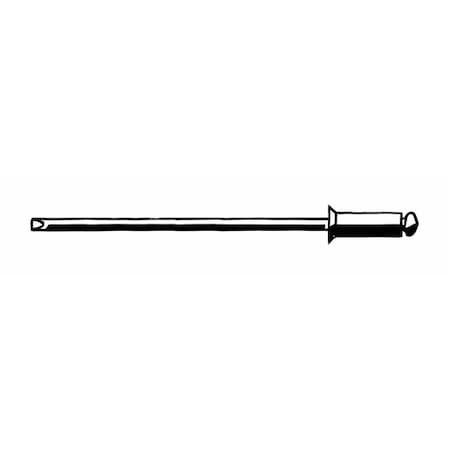 Blind Rivet, Countersunk Head, 3/16 in Dia., 53/64 in L, Steel Body, 250 PK