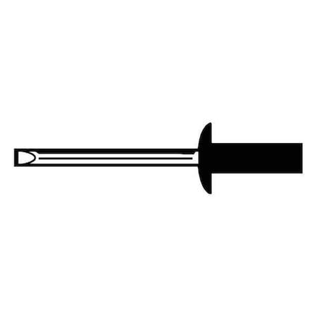 Blind Rivet, Dome Head, 1/8 in Dia., 39/64 in L, Aluminum Body, 500 PK