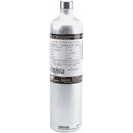 Calibration Gas, Ammonia, 34 L, C-10 Connection, +/-5% Accuracy, 500 psi Max. Pressure